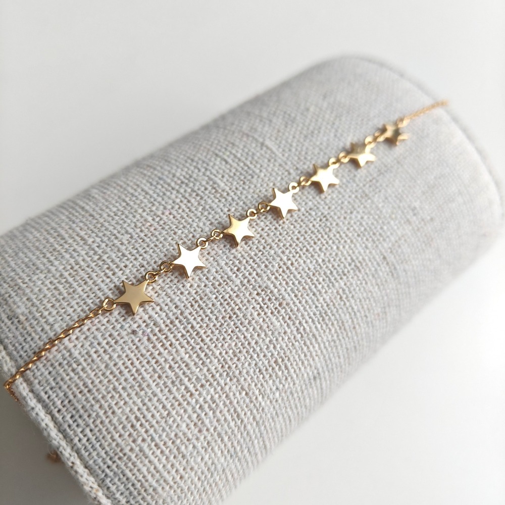Gold Star Charm Choker Necklace Sterling Silver Dainty Celestial Adjustable 925